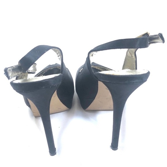 STEVE MADDEN Black Satin Slingback Stilettos - Picture 4 of 7
